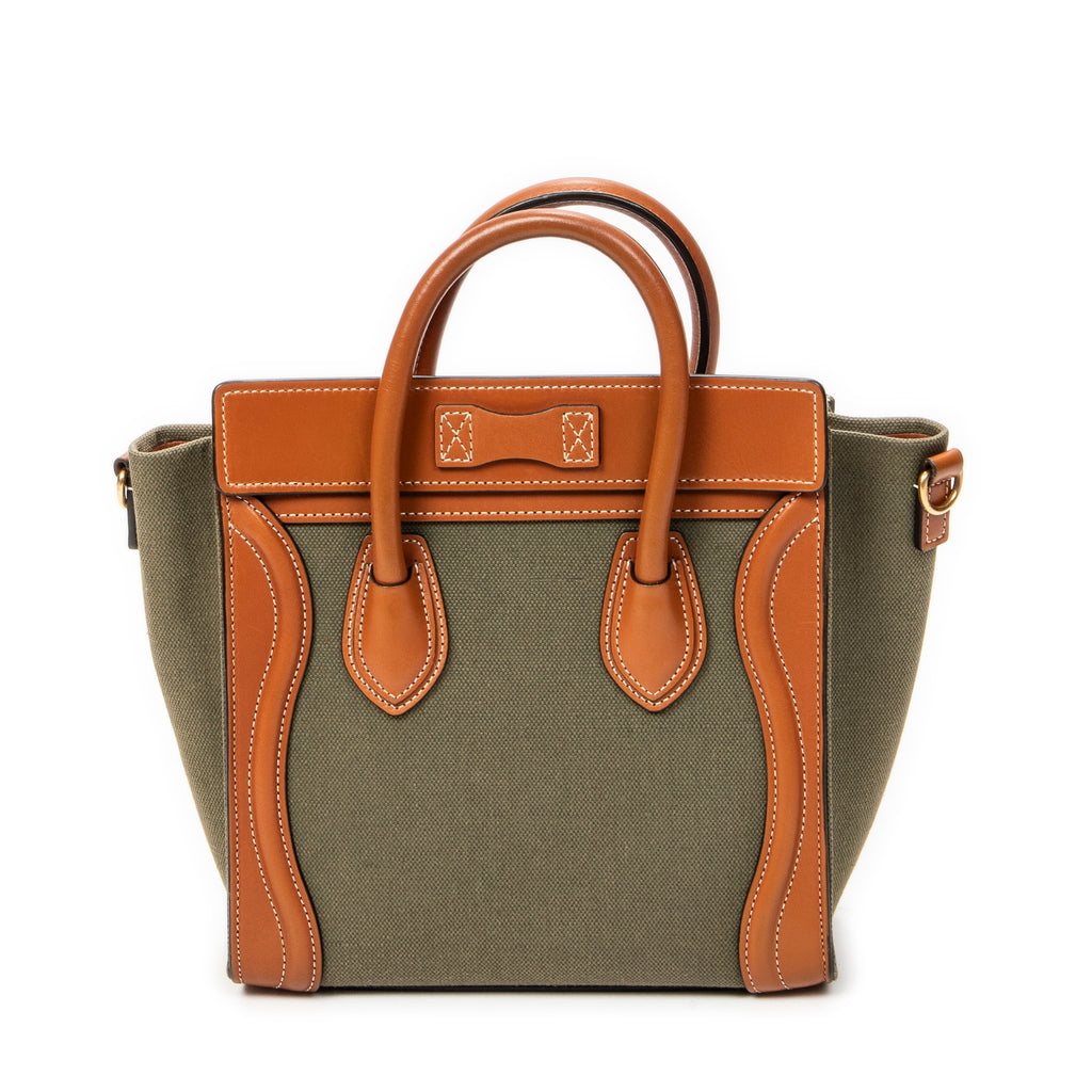 Shoulder Bag Micro Luggage Brown Canvas