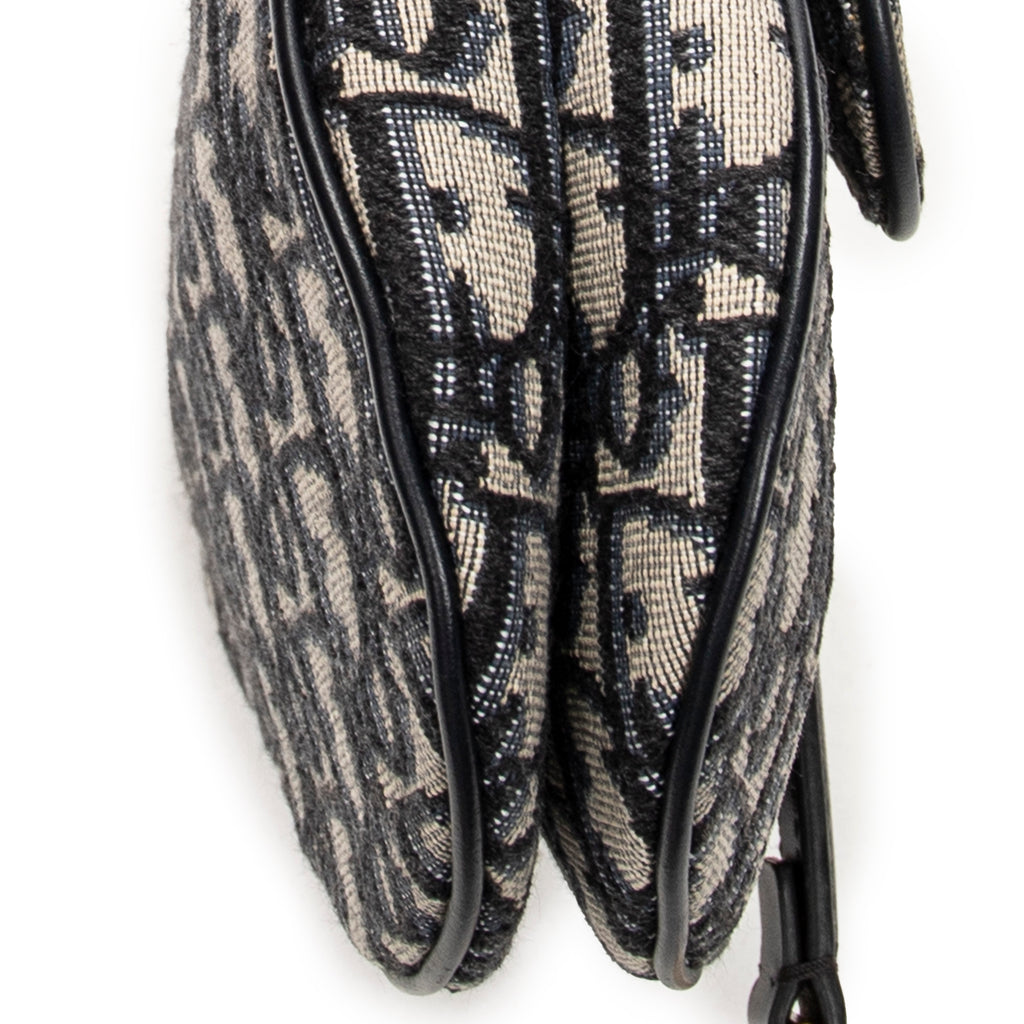 Shoulder Bag Mini Saddle Bag Navy Oblique Jacquard Canvas