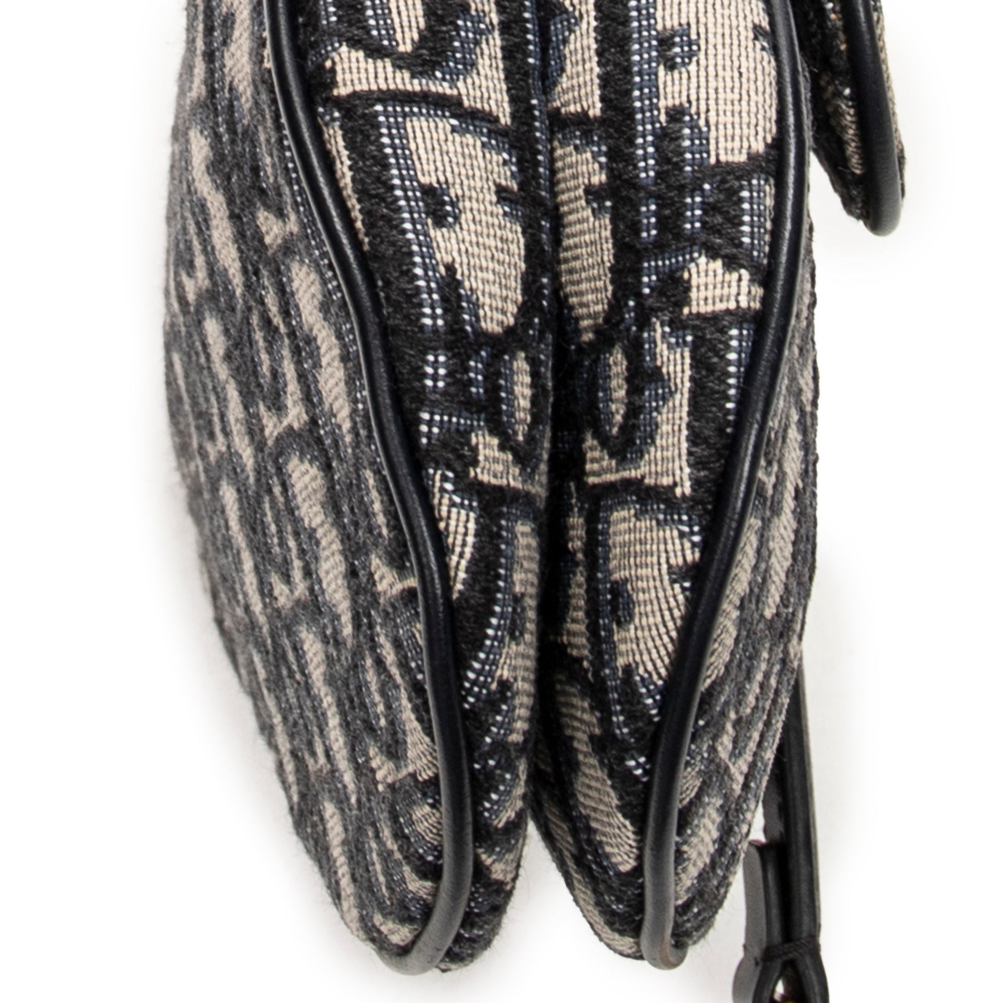 Shoulder Bag Mini Saddle Bag Navy Oblique Jacquard Canvas