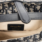 Shoulder Bag Mini Saddle Bag Navy Oblique Jacquard Canvas