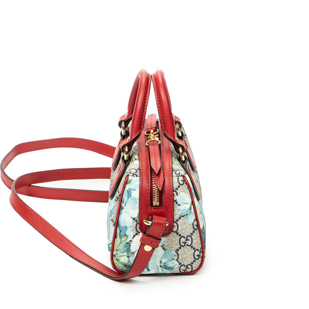 Shoulder Bag Mini Boston Crossbody Red Blooms Supreme Coated Canvas
