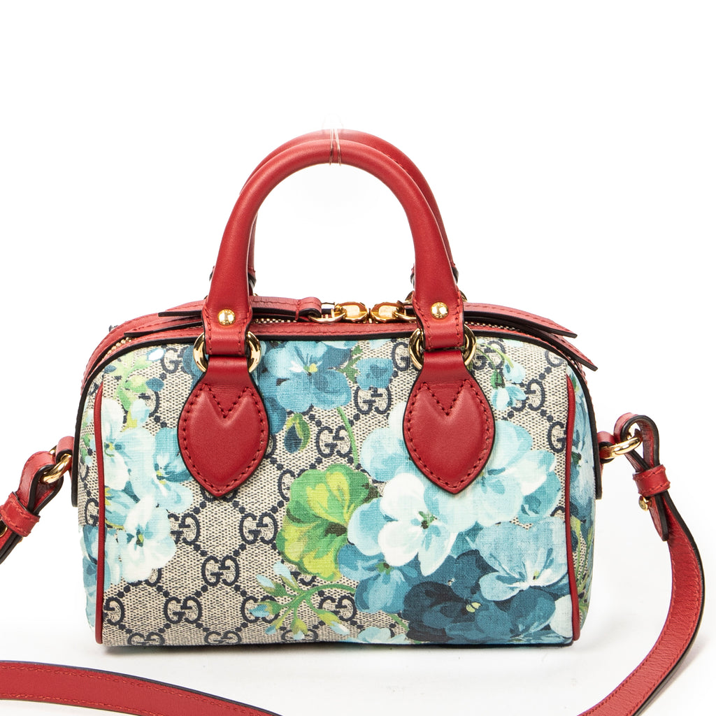 Shoulder Bag Mini Boston Crossbody Red Blooms Supreme Coated Canvas