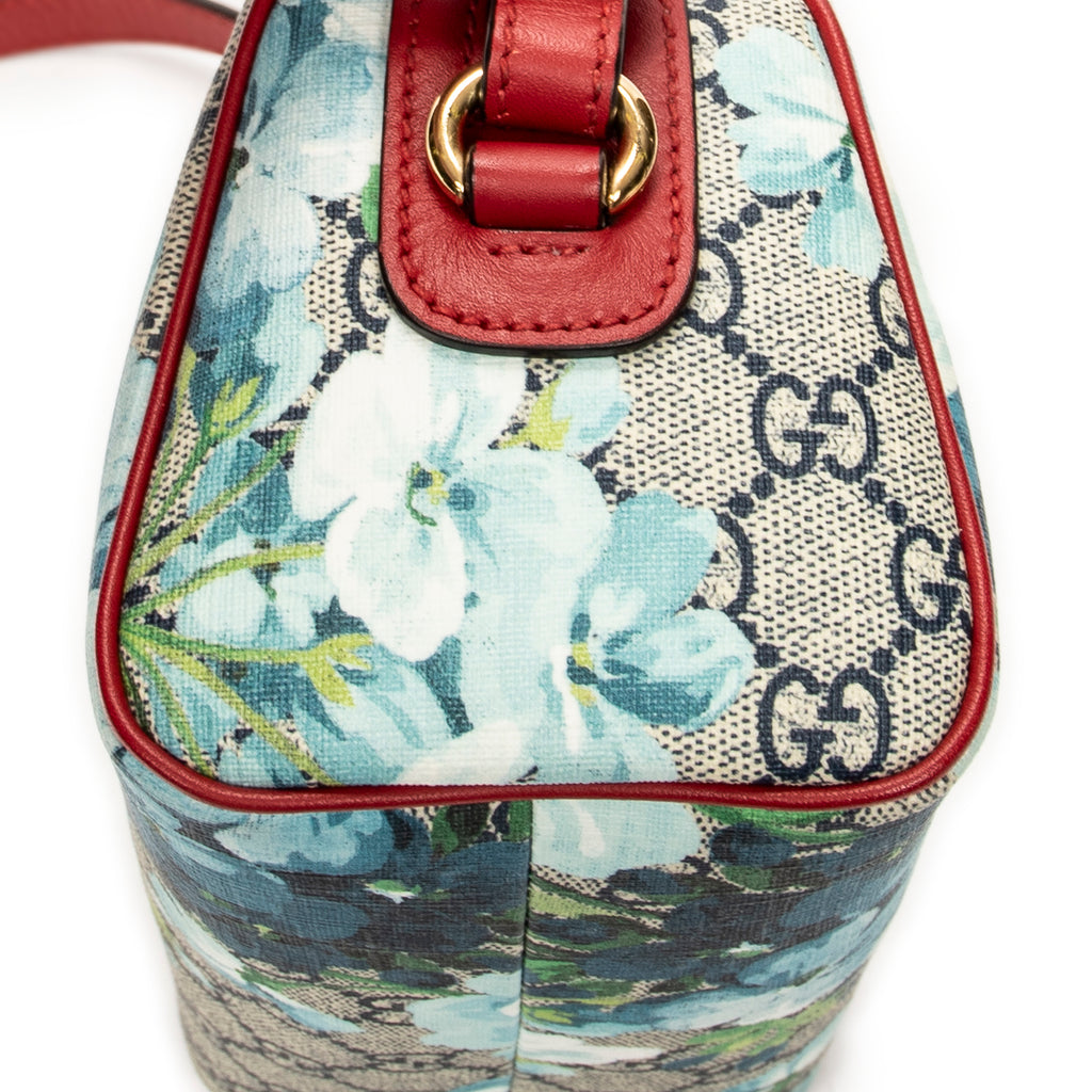 Shoulder Bag Mini Boston Crossbody Red Blooms Supreme Coated Canvas