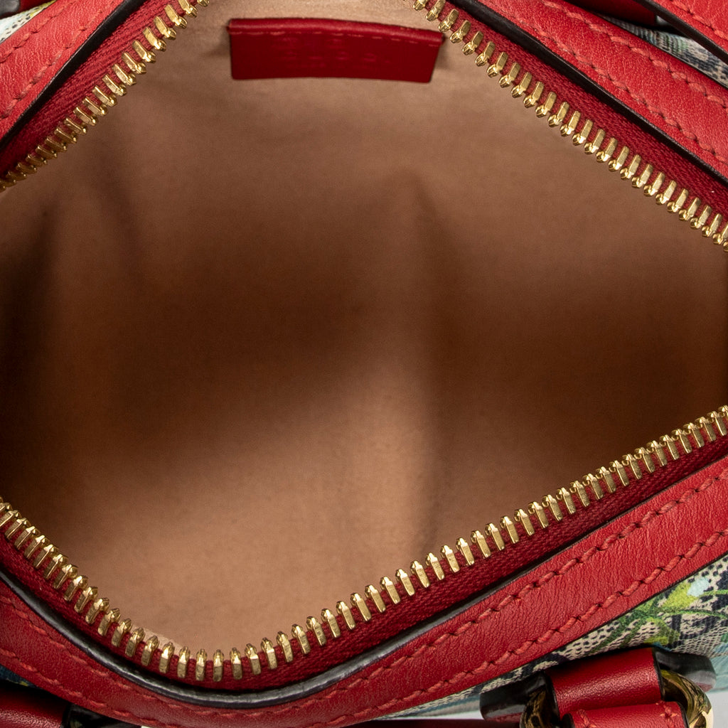 Shoulder Bag Mini Boston Crossbody Red Blooms Supreme Coated Canvas