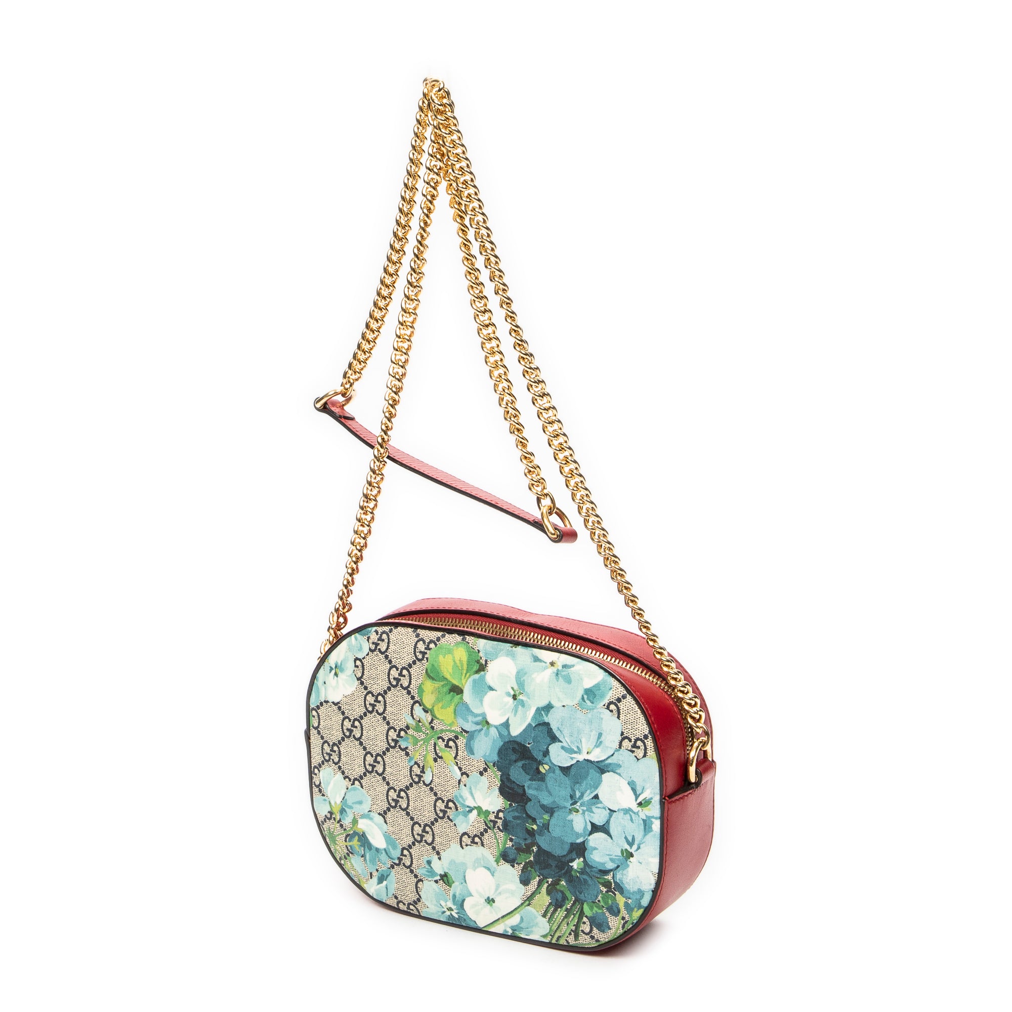 Shoulder Bag Chain Camera Crossbody Red Blooms Supreme Coated Canvas
