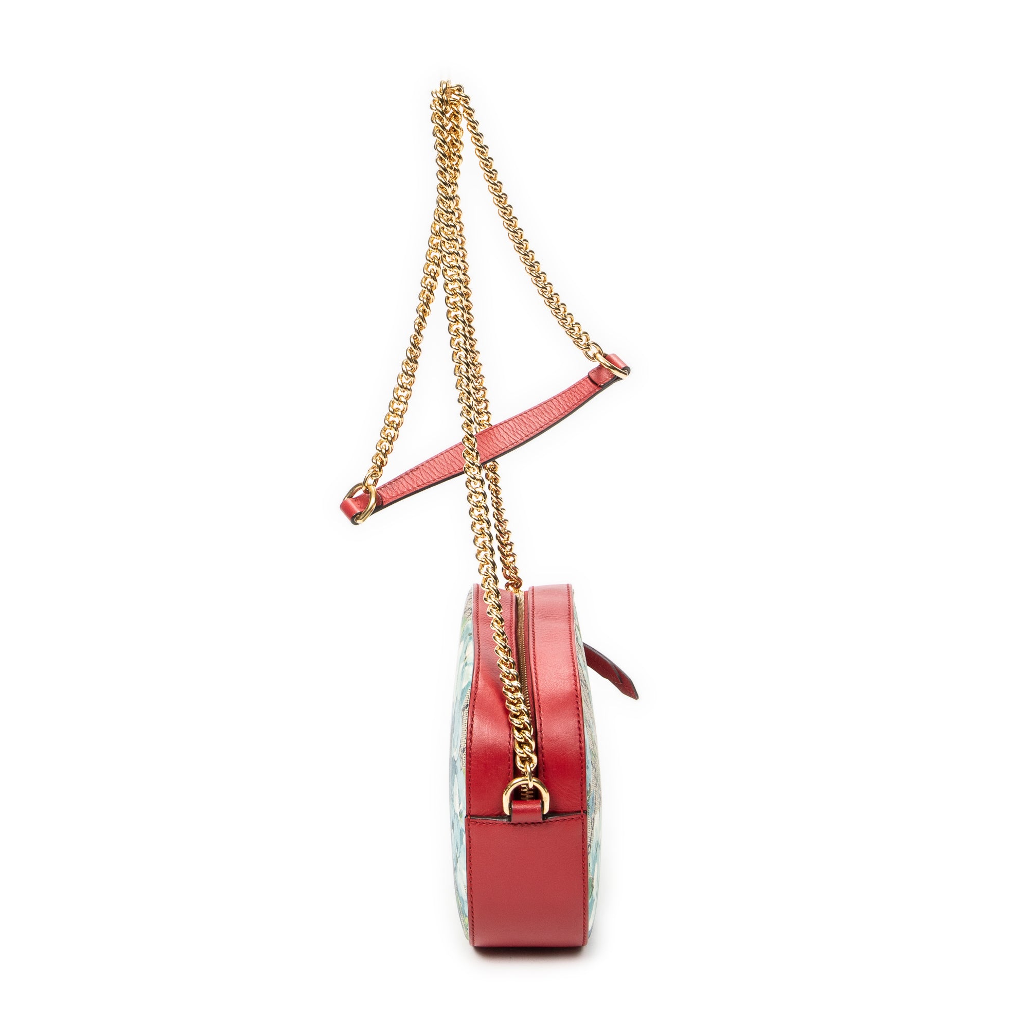 Shoulder Bag Chain Camera Crossbody Red Blooms Supreme Coated Canvas