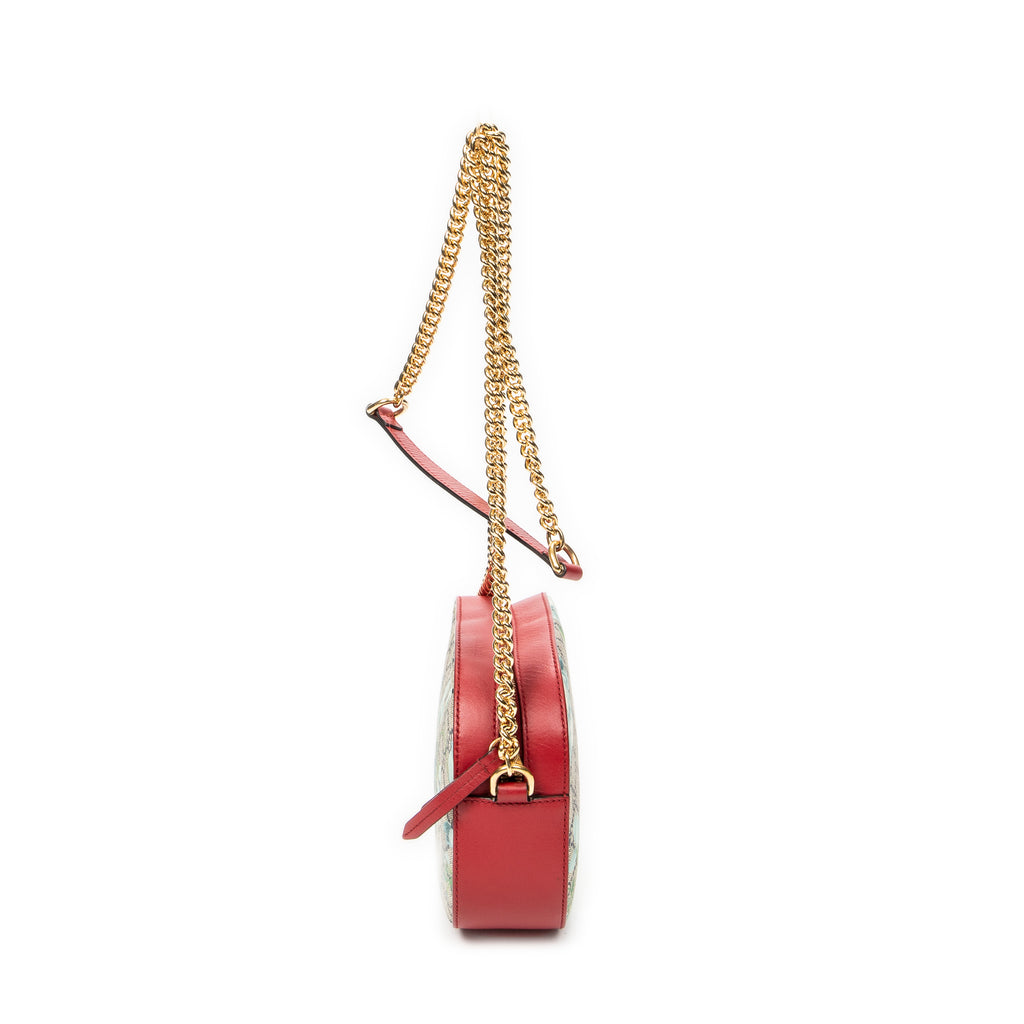 Shoulder Bag Chain Camera Crossbody Red Blooms Supreme Coated Canvas