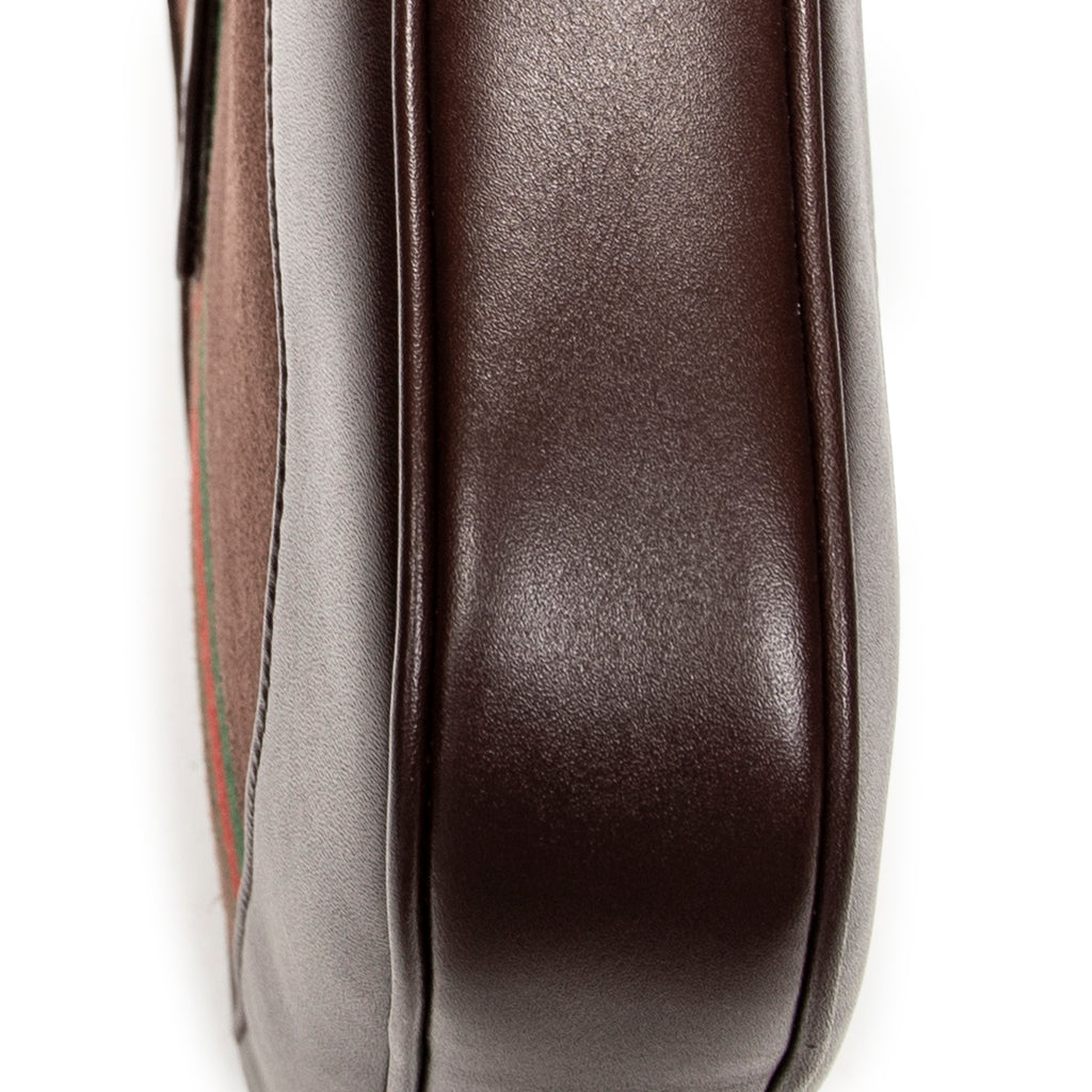 Shoulder Bag Medium Web Jackie 1961 Brown Suede Leather