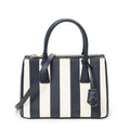 Shoulder Bag Small Striped Galleria Double Zip Tote Navy Saffiano Leather