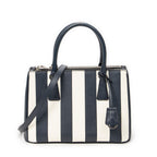 Shoulder Bag Small Striped Galleria Double Zip Tote Navy Saffiano Leather