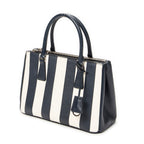 Shoulder Bag Small Striped Galleria Double Zip Tote Navy Saffiano Leather
