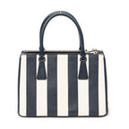 Shoulder Bag Small Striped Galleria Double Zip Tote Navy Saffiano Leather