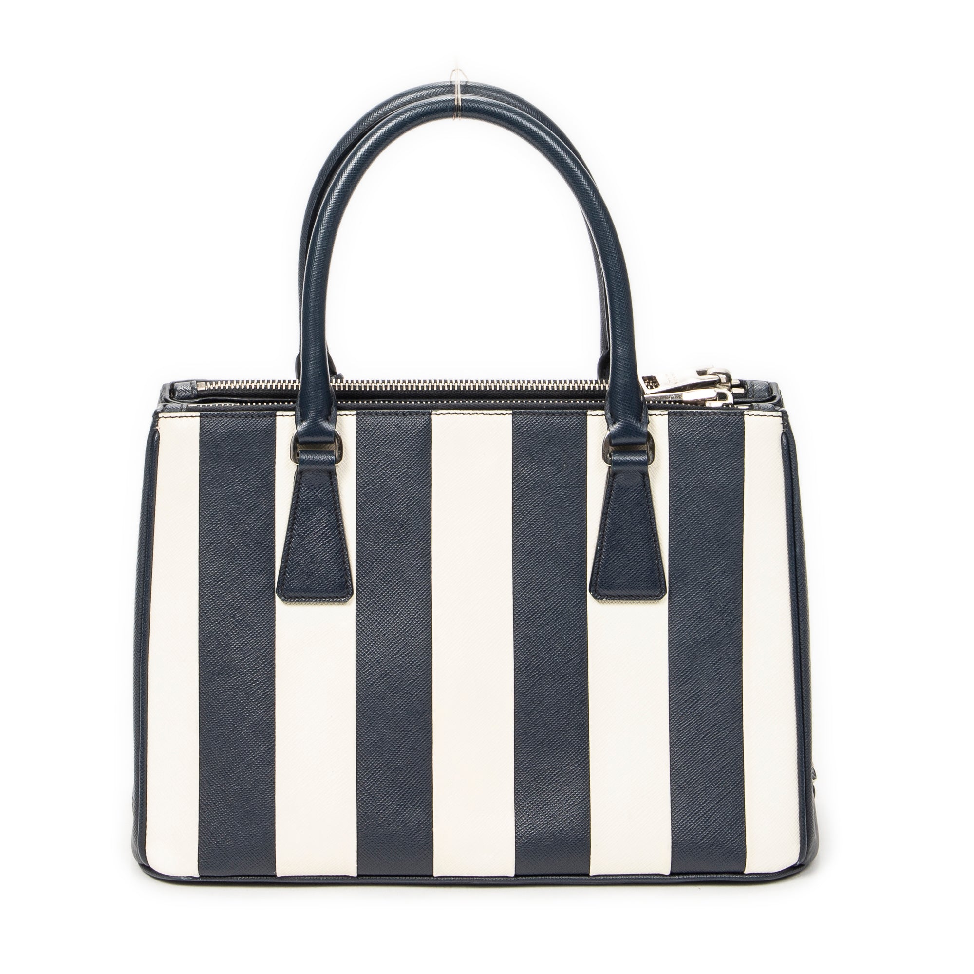 Shoulder Bag Small Striped Galleria Double Zip Tote Navy Saffiano Leather