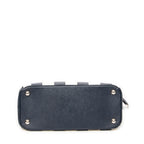 Shoulder Bag Small Striped Galleria Double Zip Tote Navy Saffiano Leather