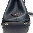 Shoulder Bag Small Striped Galleria Double Zip Tote Navy Saffiano Leather