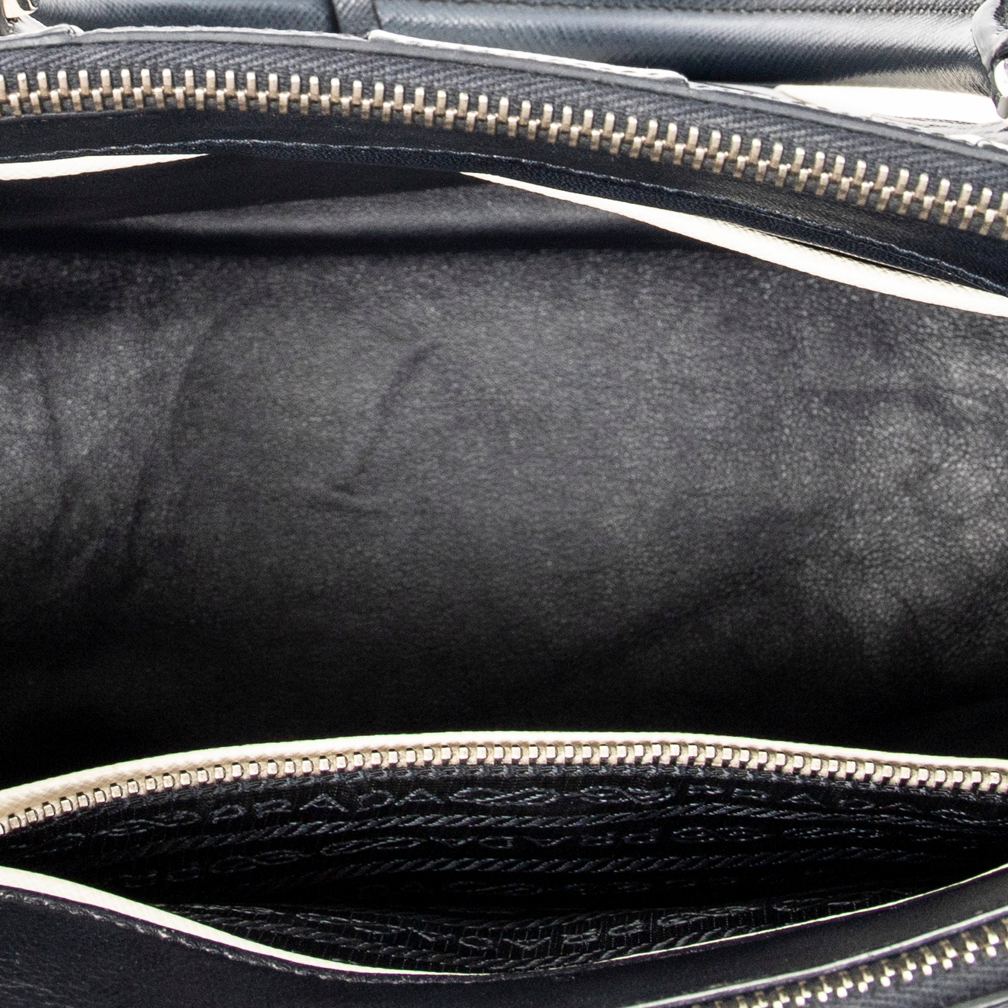 Shoulder Bag Small Striped Galleria Double Zip Tote Navy Saffiano Leather