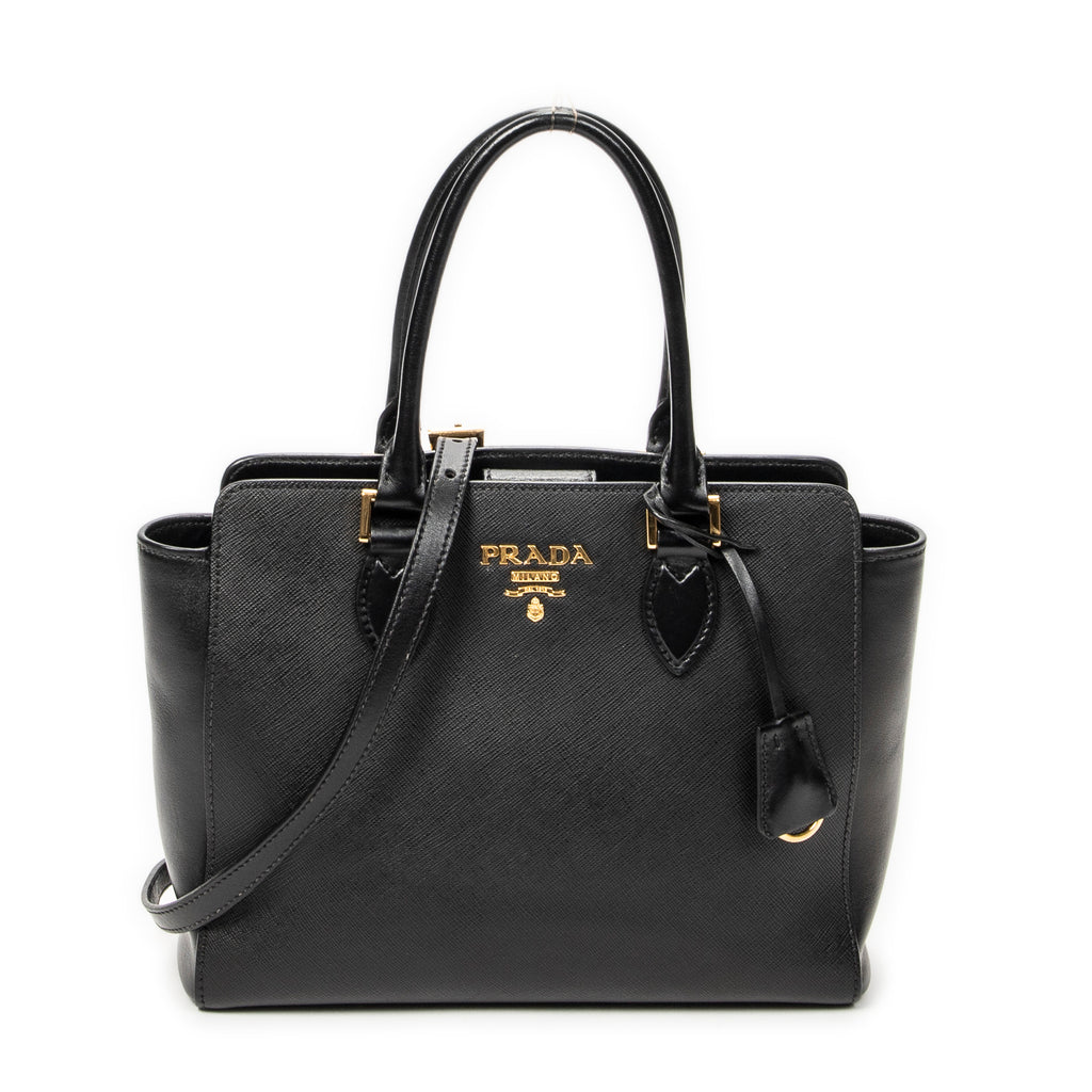 Shoulder Bag Small Convertible Tote Black Saffiano Leather