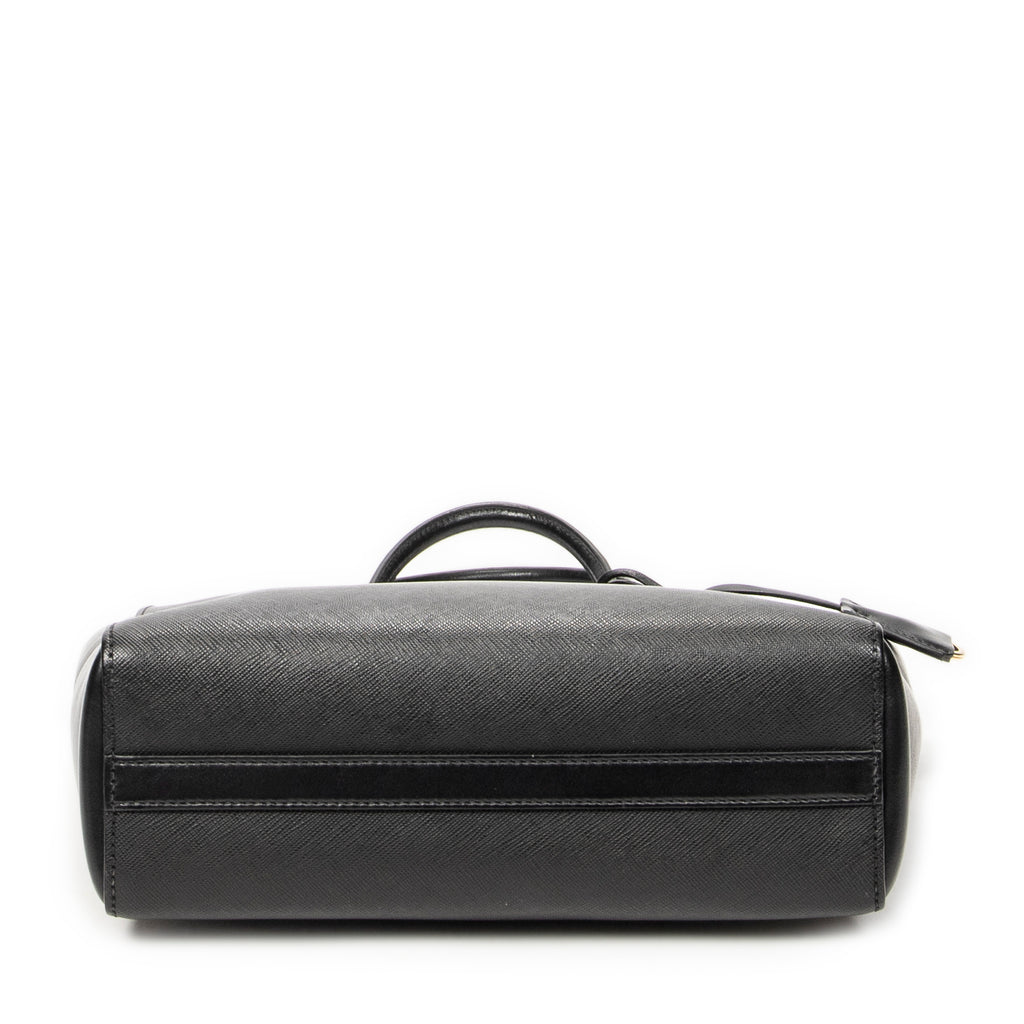 Shoulder Bag Small Convertible Tote Black Saffiano Leather