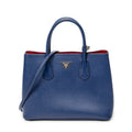 Shoulder Bag Cuir Double Handle Tote Navy Saffiano Leather