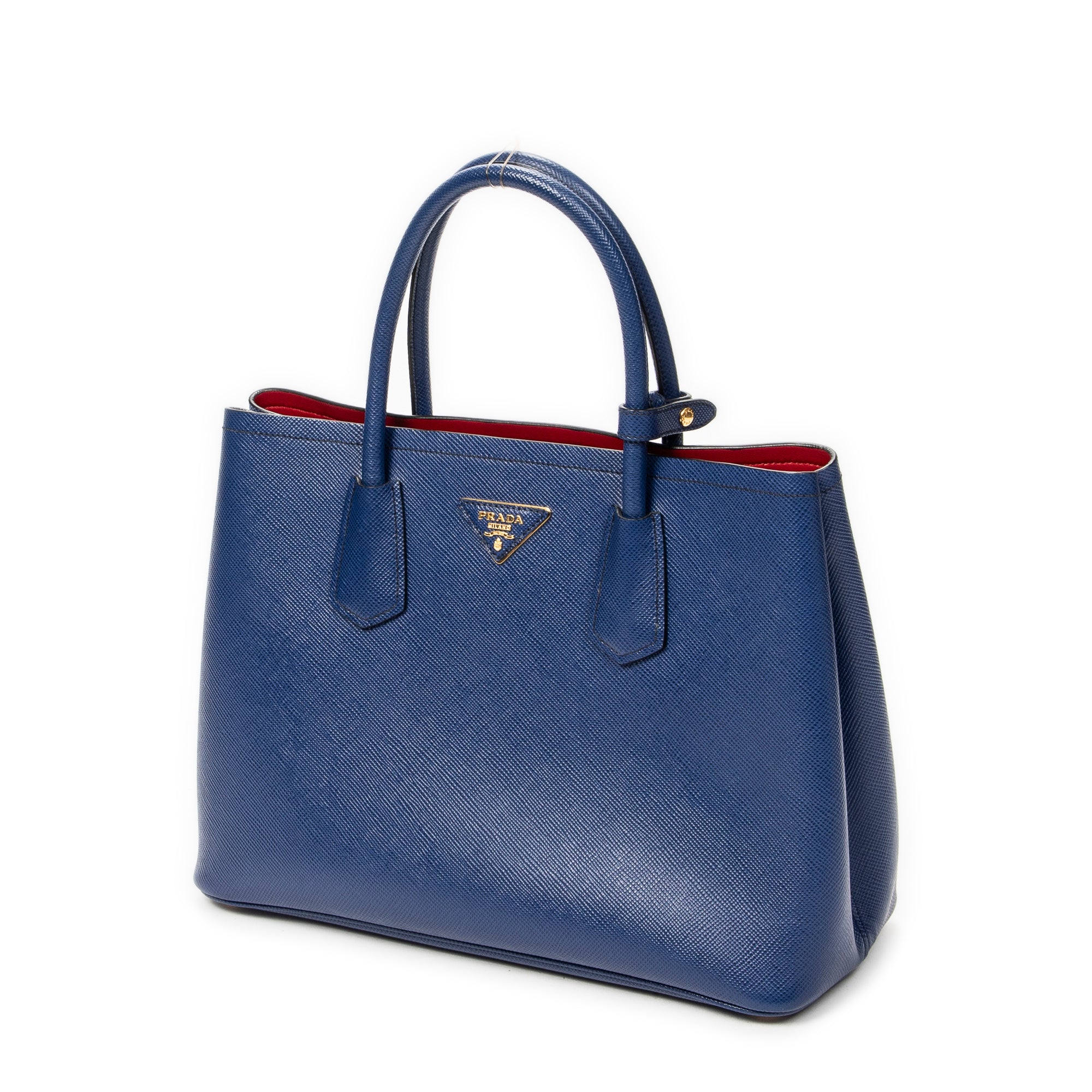 Shoulder Bag Cuir Double Handle Tote Navy Saffiano Leather