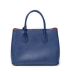 Shoulder Bag Cuir Double Handle Tote Navy Saffiano Leather