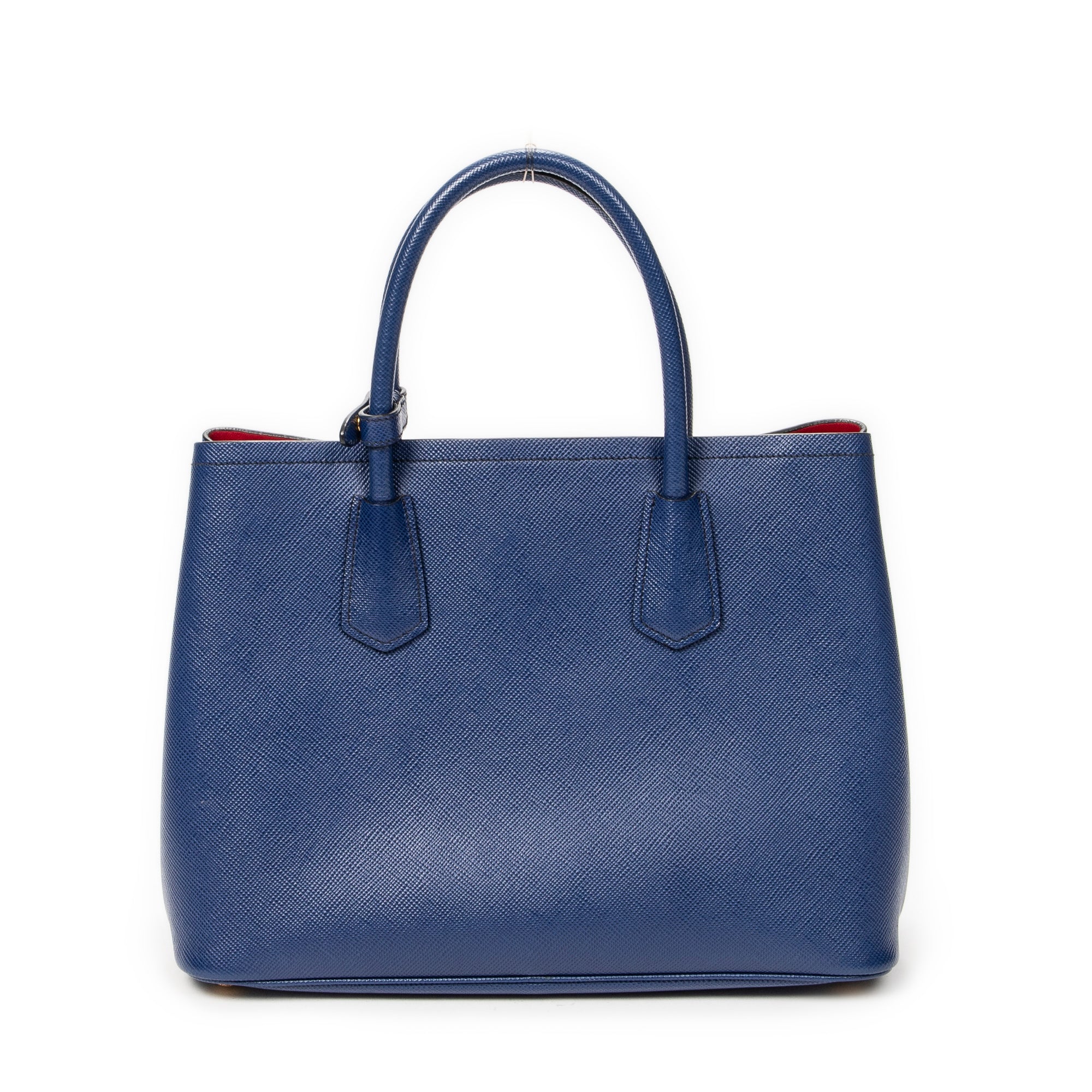 Shoulder Bag Cuir Double Handle Tote Navy Saffiano Leather