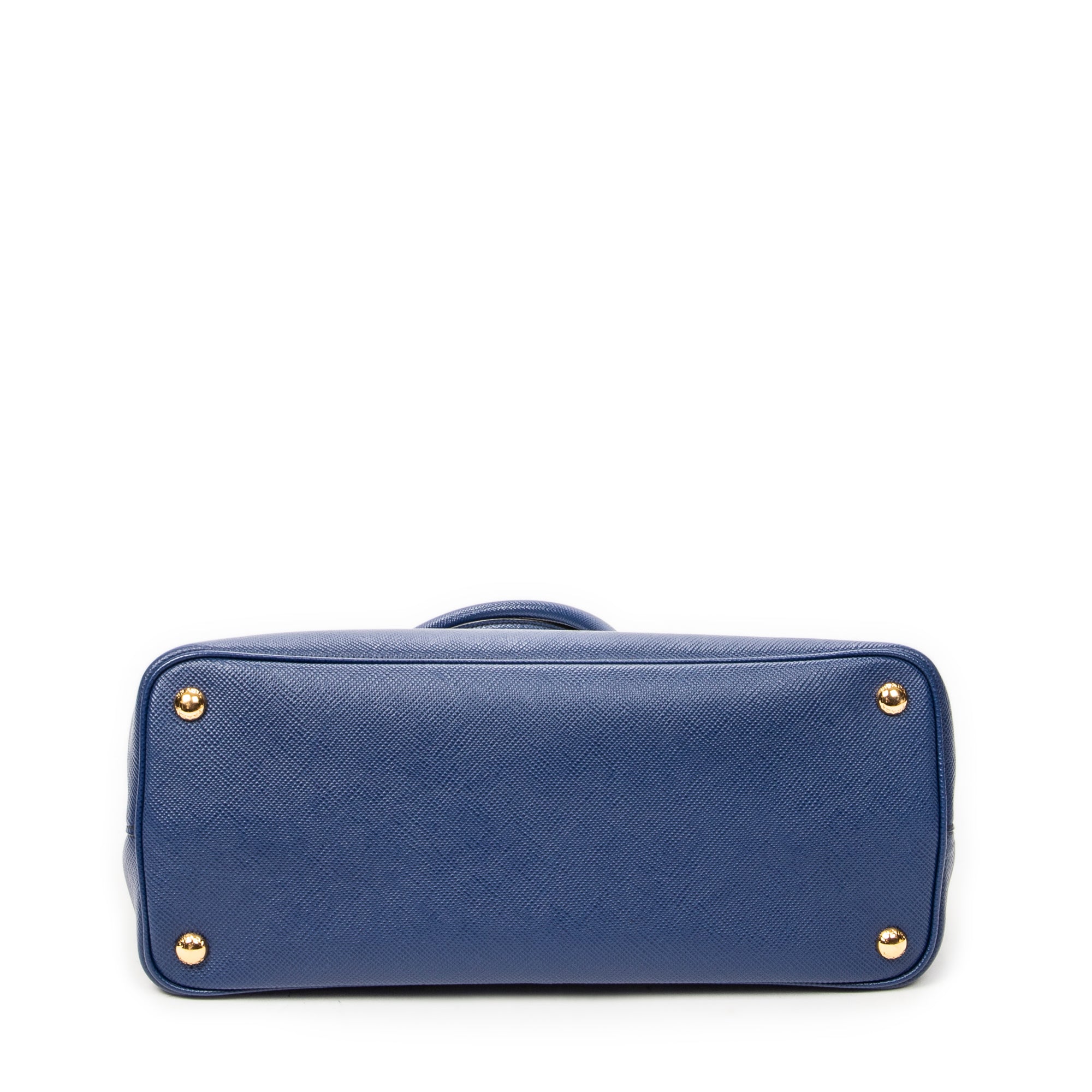 Shoulder Bag Cuir Double Handle Tote Navy Saffiano Leather