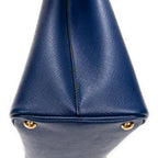 Shoulder Bag Cuir Double Handle Tote Navy Saffiano Leather