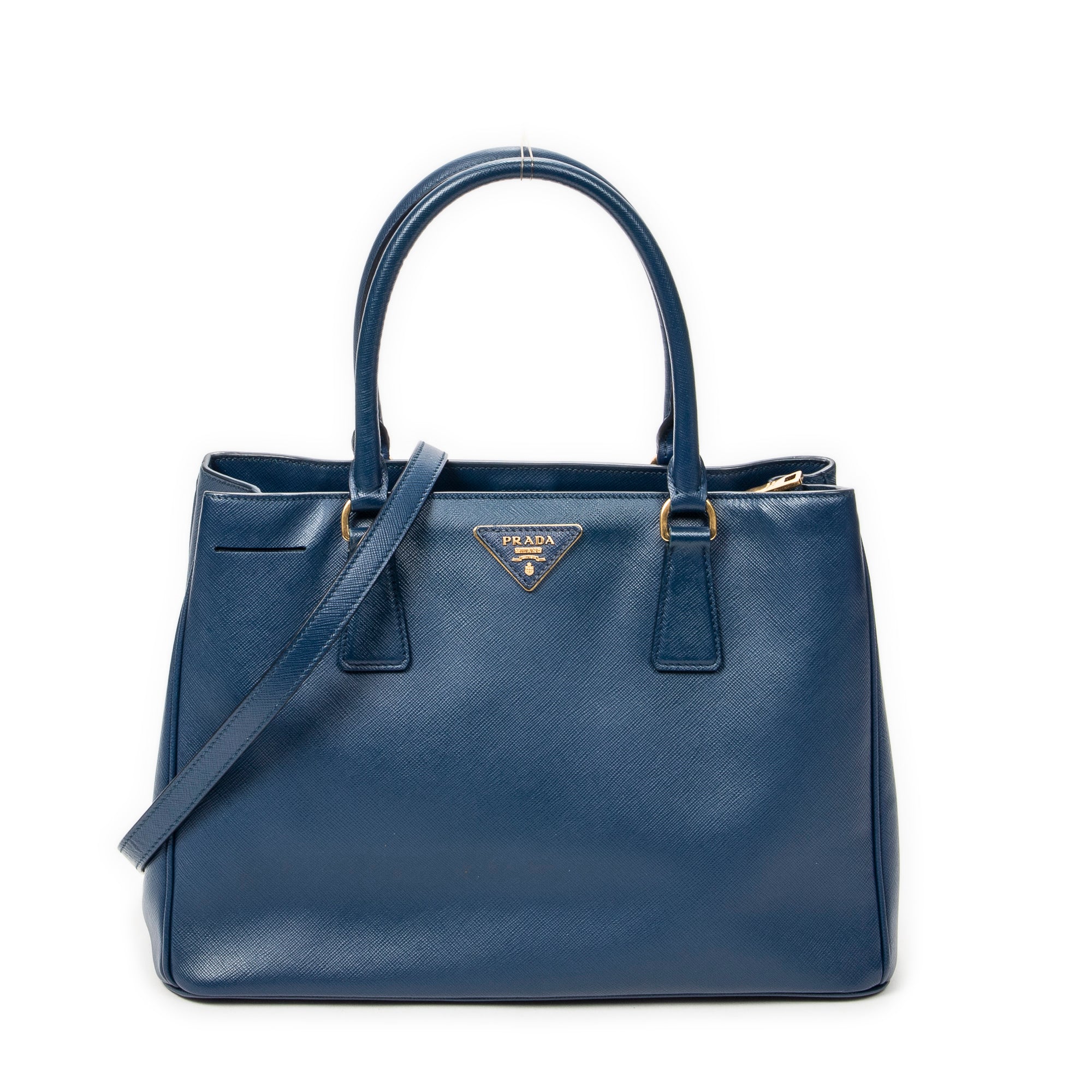 Shoulder Bag Medium Open Tote Navy Saffiano Leather