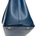 Shoulder Bag Medium Open Tote Navy Saffiano Leather