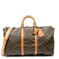 Travel Bag Keepall Bandouliere 50 Brown Monogram Canvas