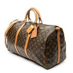 Travel Bag Keepall Bandouliere 50 Brown Monogram Canvas