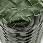 Shoulder Bag Flat Messenger Green Intrecciato Leather