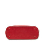 Shoulder Bag Top Handle Zip Tote Red Calfskin Leather