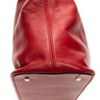 Shoulder Bag Top Handle Zip Tote Red Calfskin Leather