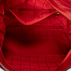 Shoulder Bag Top Handle Zip Tote Red Calfskin Leather