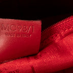 Shoulder Bag Top Handle Zip Tote Red Calfskin Leather