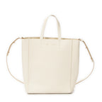 Shoulder Bag Small Vertical Cabas Tote White Grained Calfskin Leather
