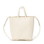 Shoulder Bag Small Vertical Cabas Tote White Grained Calfskin Leather