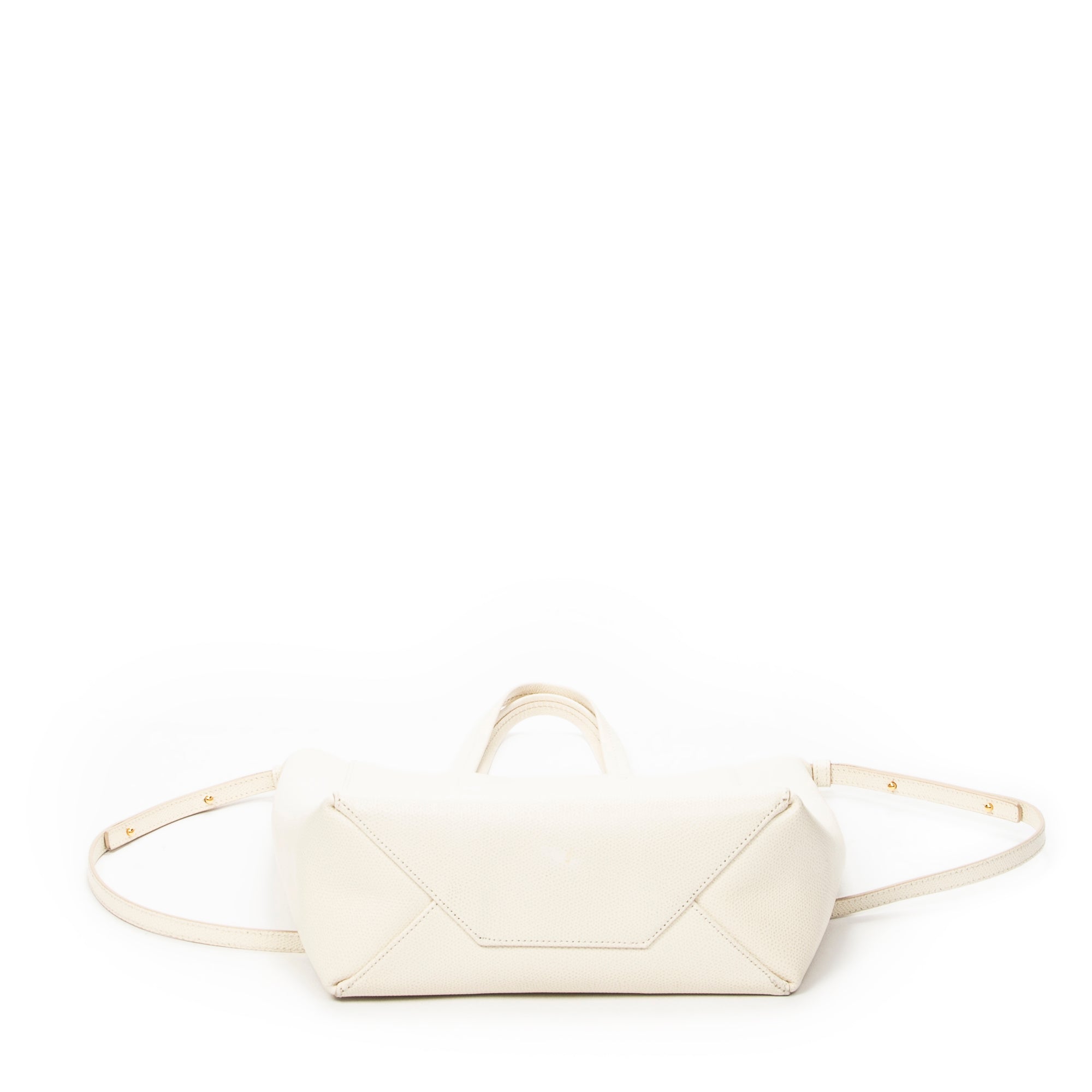 Shoulder Bag Small Vertical Cabas Tote White Grained Calfskin Leather