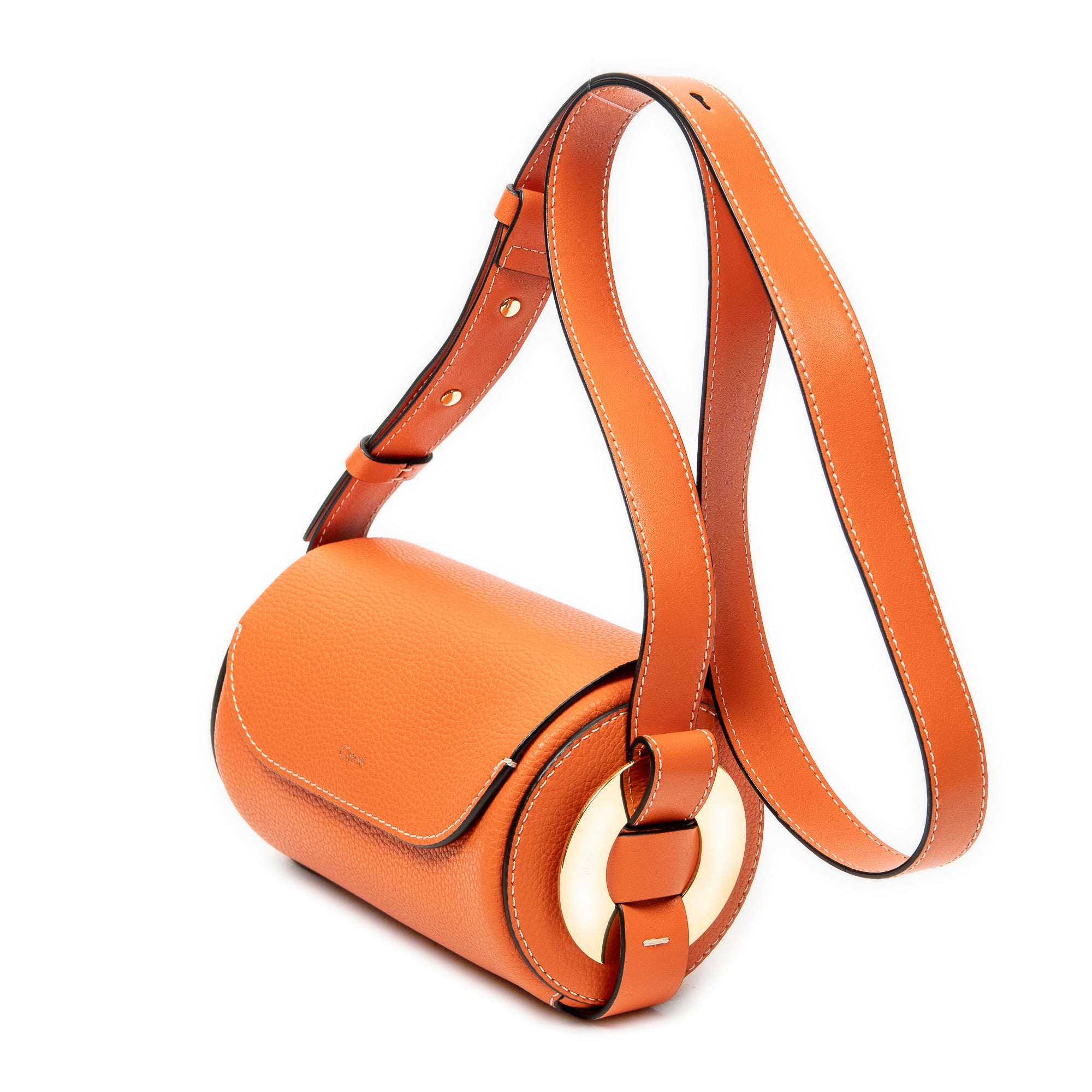 Shoulder Bag Mini Darryl Orange Grained Calfskin Leather