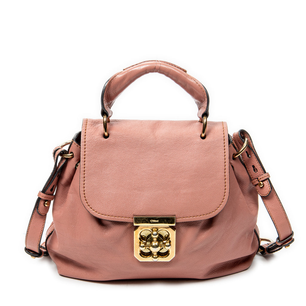 Shoulder Bag Elsie Satchel Pink Grained Calfskin Leather
