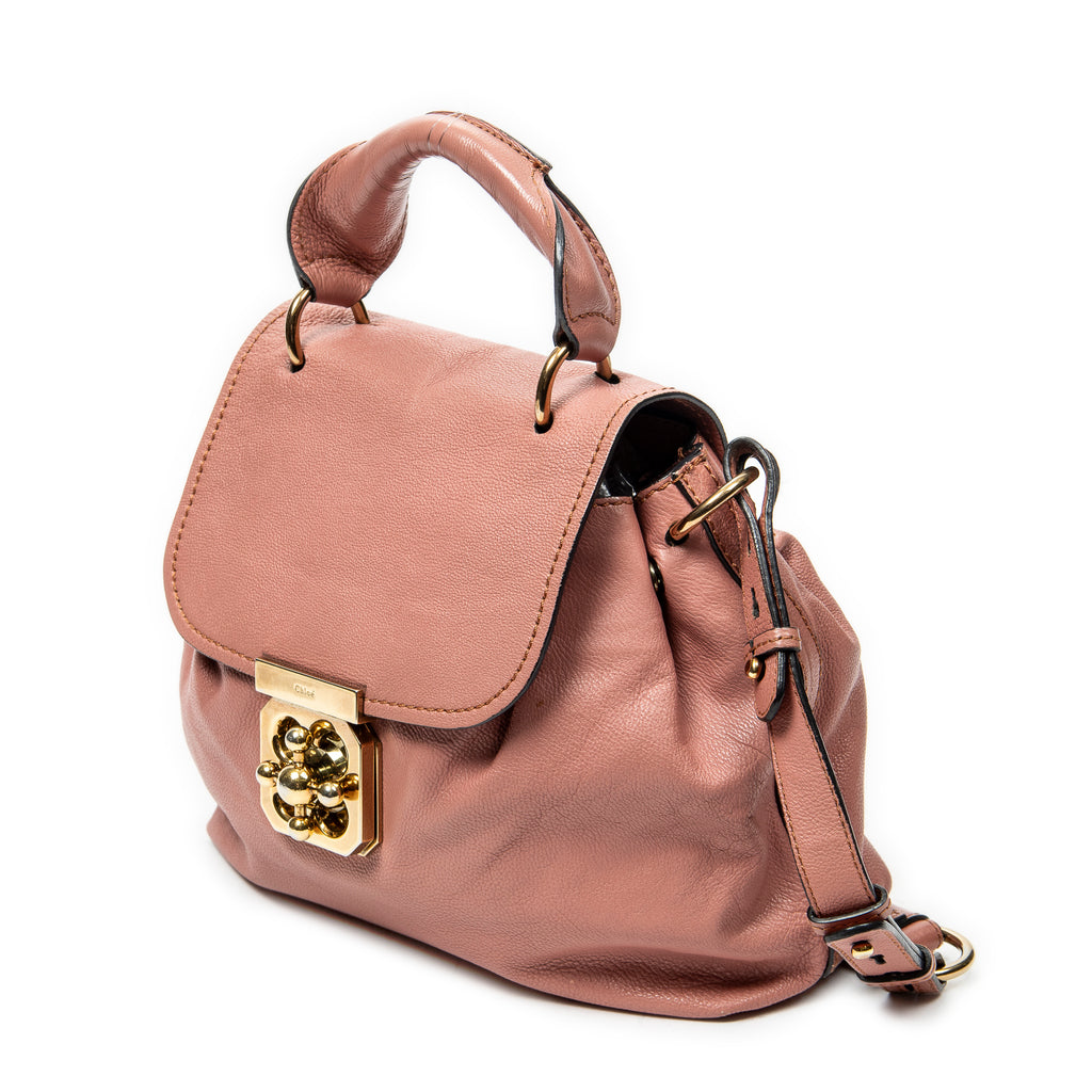 Shoulder Bag Elsie Satchel Pink Grained Calfskin Leather