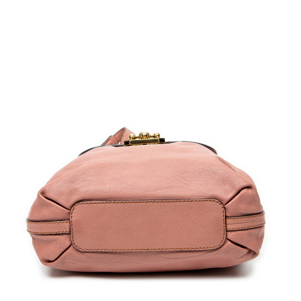 Shoulder Bag Elsie Satchel Pink Grained Calfskin Leather