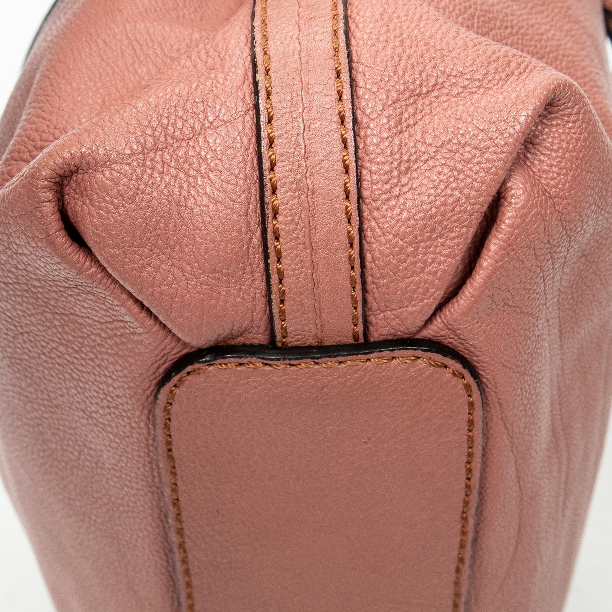 Shoulder Bag Elsie Satchel Pink Grained Calfskin Leather