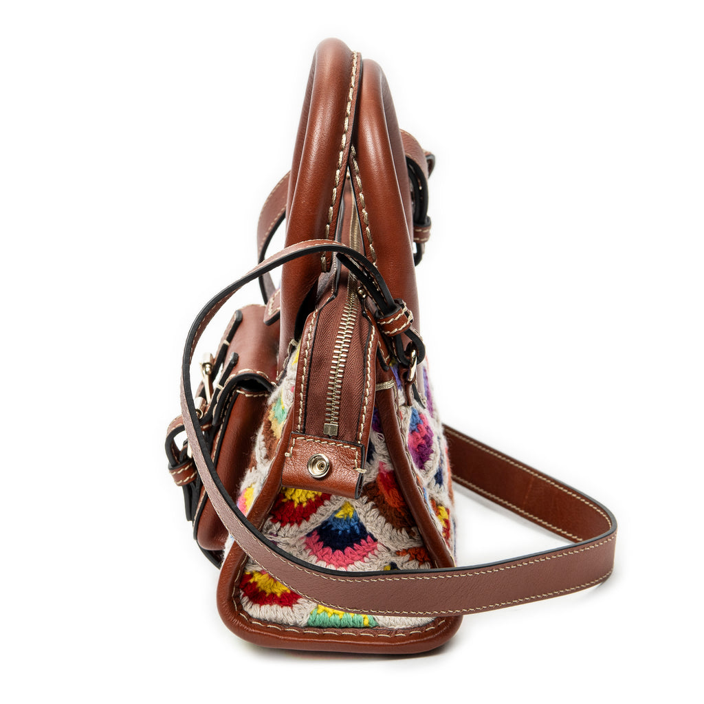 Shoulder Bag Mini Edith Wool Crochet Brown Wool Canvas