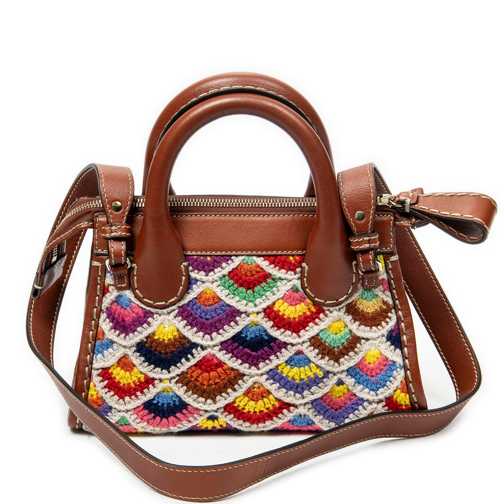Shoulder Bag Mini Edith Wool Crochet Brown Wool Canvas