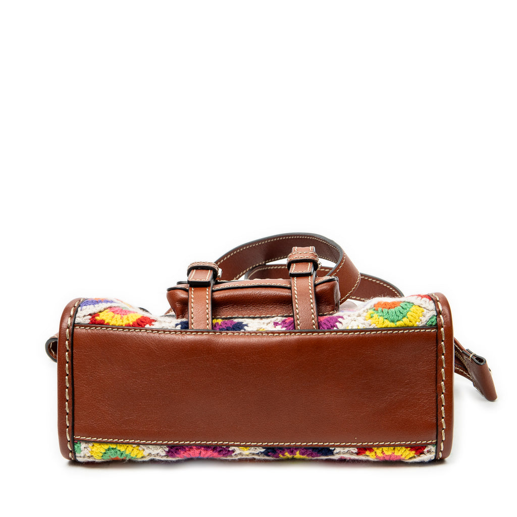 Shoulder Bag Mini Edith Wool Crochet Brown Wool Canvas