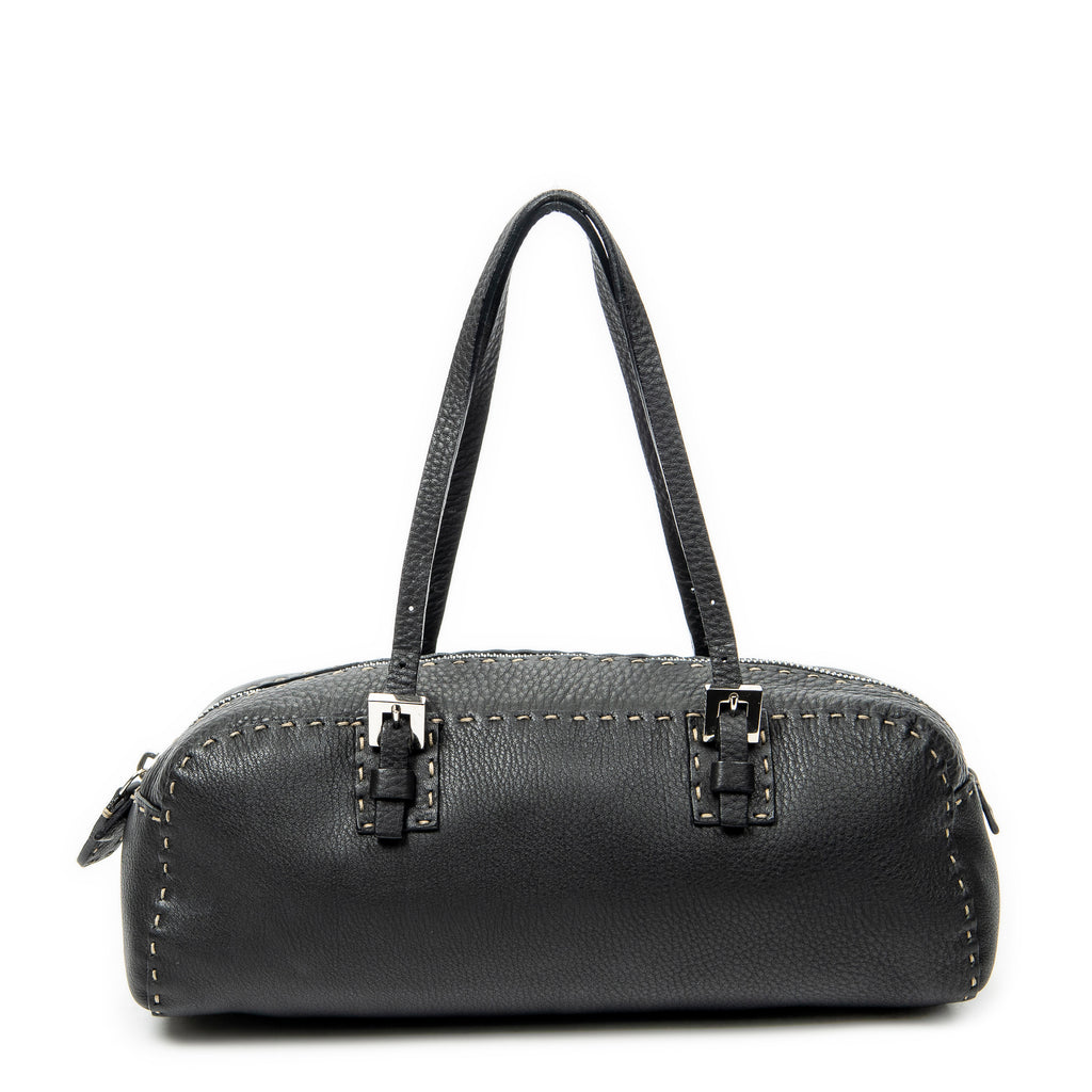 Shoulder Bag Mini Bowling Black Selleria Leather