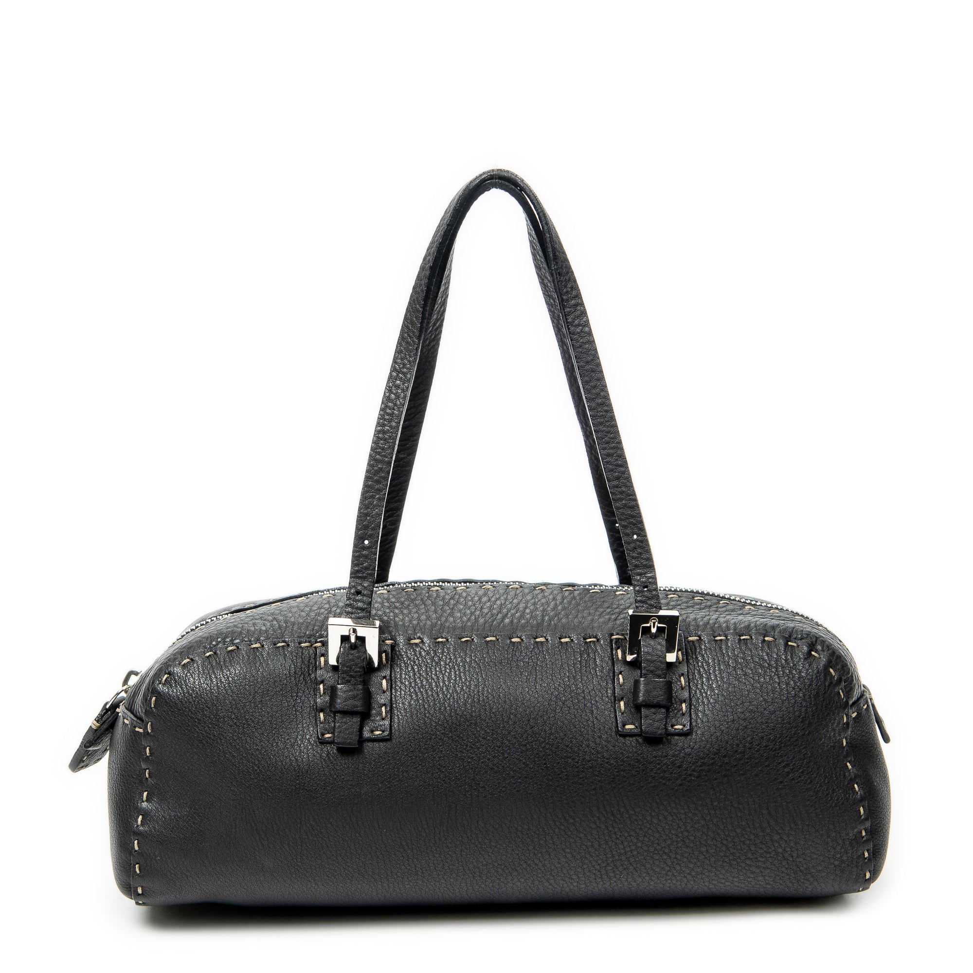 Shoulder Bag Mini Bowling Black Selleria Leather